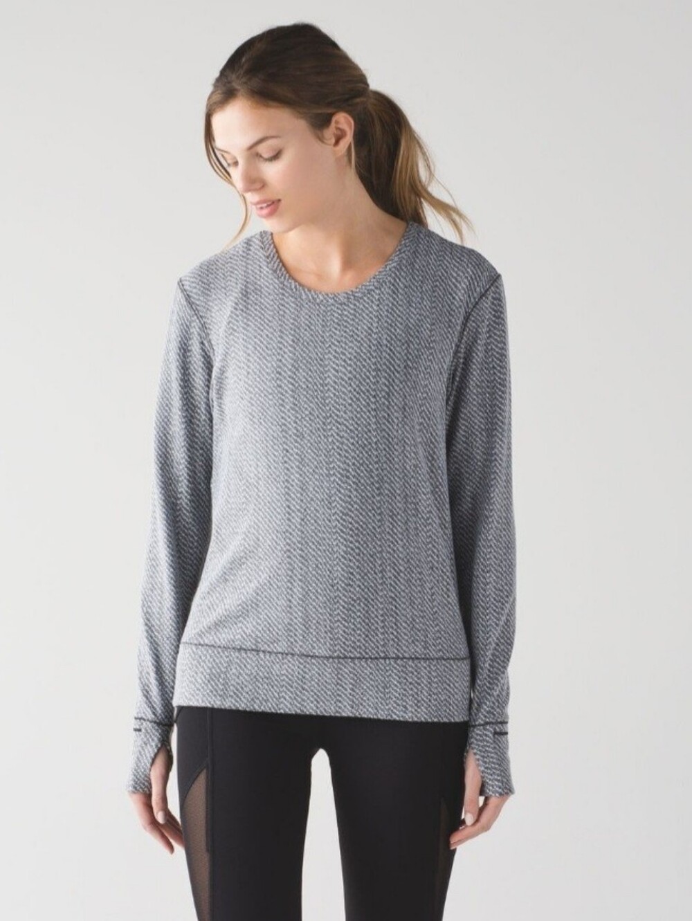 Women’s Lululemon Rush Hour Crewneck Long-Sleeve Top in Heather Gray Athletic
